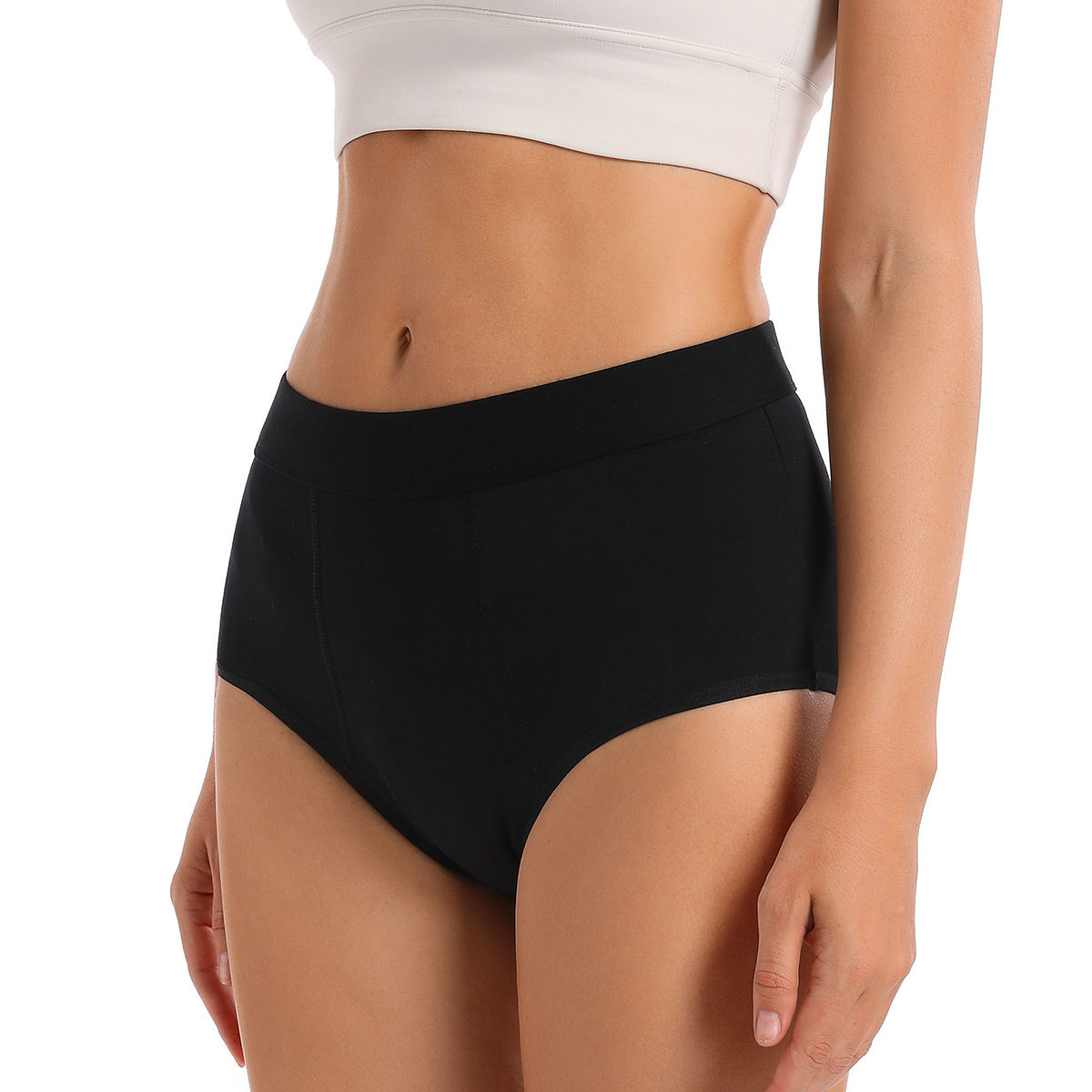Ropa interior de &eacute;poca de bamb&uacute; de talle alto | Bragas para levantamiento de gl&uacute;teos a prueba de fugas OEM: certificaci&oacute;n OEKO-TEX, gran absorci&oacute;n de 4 tampones, cobertura extendida, S a XXL, venta al por mayor y etiqueta privada