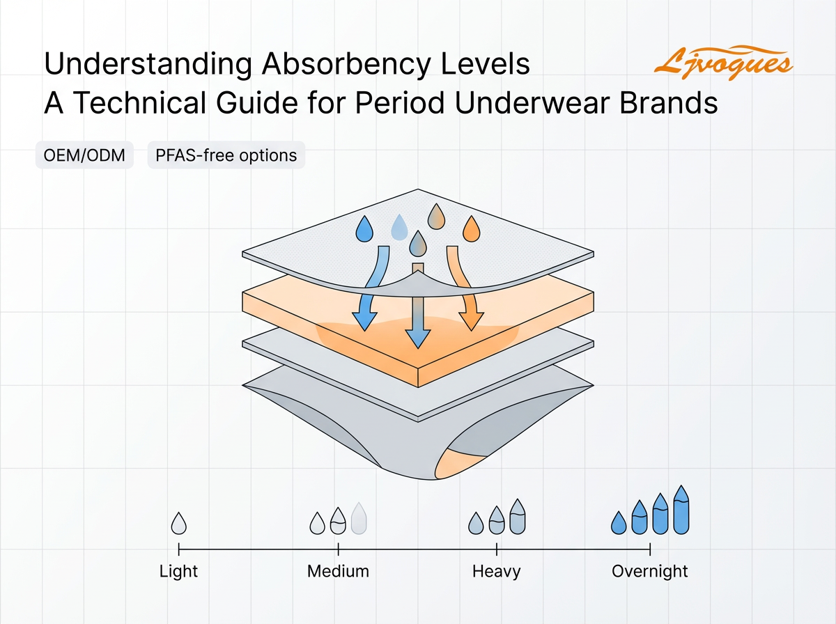 Comprensi&oacute;n de los niveles de absorbencia: una gu&iacute;a t&eacute;cnica para marcas de ropa interior menstrual