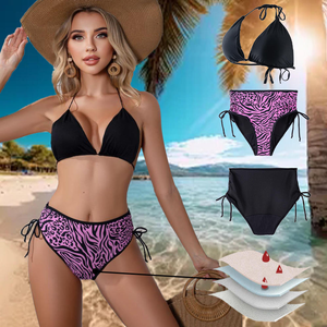 Vierlagiger Bikini, sexy Badeanzug-Set, auslaufsicher, wasserdicht, trennt Menstruationsbadebekleidung, Komfort-Schwimmh&ouml;schen-Design f&uuml;r Damen