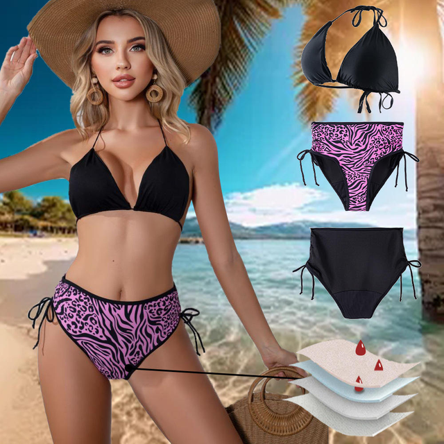 Costume da bagno sexy bikini a quattro strati Set periodo impermeabile a tenuta stagna separa costumi da bagno mestruali design comfort delle mutandine da bagno delle donne