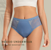 Cueca de per&iacute;odo de renda de cintura alta de bambu | Calcinha menstrual de maternidade &agrave; prova de vazamento de 4 camadas OEM - bloqueio l&iacute;quido colado, prote&ccedil;&atilde;o de 8 horas, multicertificada, atacado e marca pr&oacute;pria
