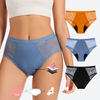 Cueca de per&iacute;odo de renda de cintura alta de bambu | Calcinha menstrual de maternidade &agrave; prova de vazamento de 4 camadas OEM - bloqueio l&iacute;quido colado, prote&ccedil;&atilde;o de 8 horas, multicertificada, atacado e marca pr&oacute;pria