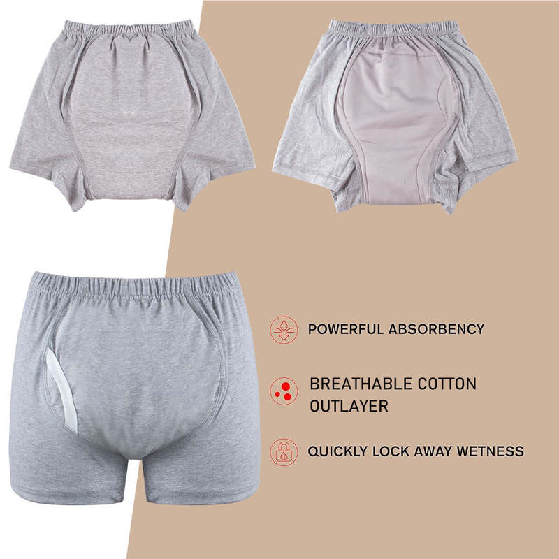 Ropa interior lavable para incontinencia adulta | Pantalones de pa&ntilde;ales de tela reutilizables OEM: 100% algod&oacute;n, 5 capas 3D a prueba de fugas, cintura el&aacute;stica alta, L-XXL, fabricaci&oacute;n al por mayor y personalizada