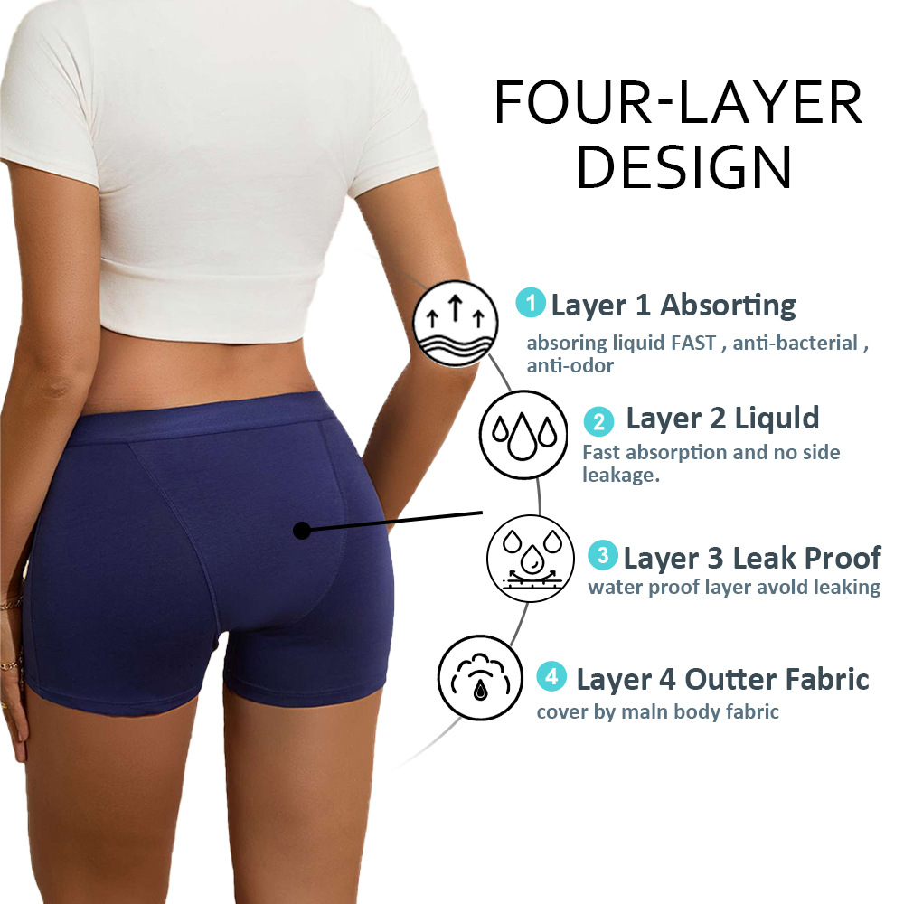 Pantaloncini mestruali in cotone a vita media 