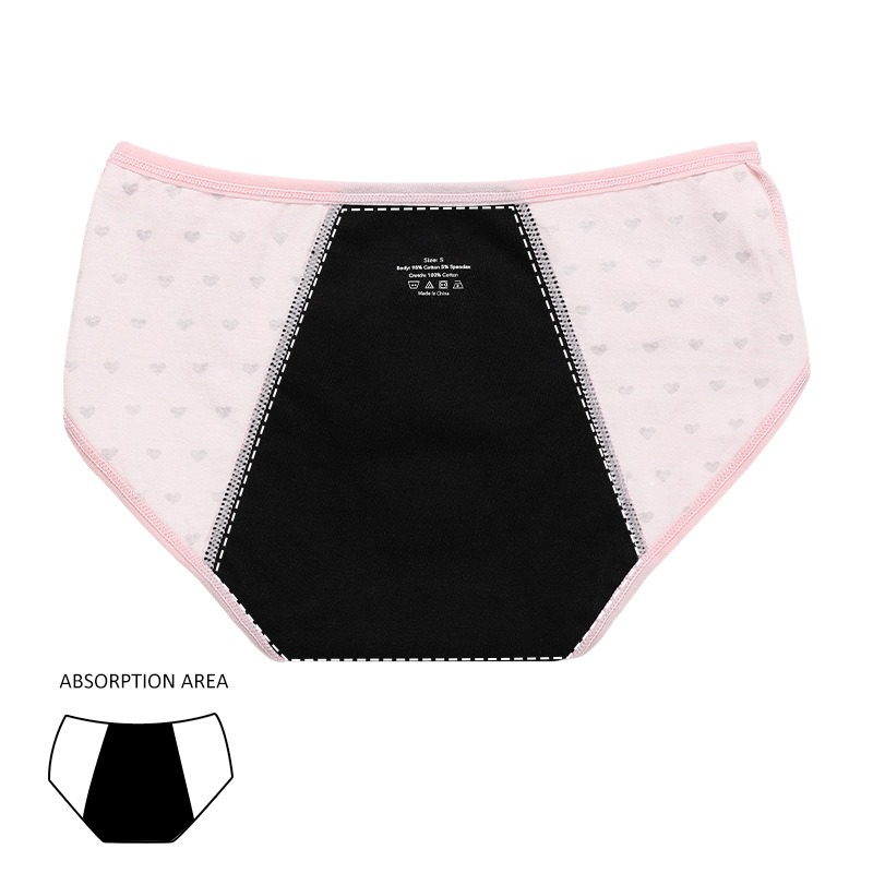 Quần l&oacute;t thời kỳ học sinh hạng A bằng vải cotton nguy&ecirc;n chất chống r&ograve; rỉ d&agrave;nh cho trường học