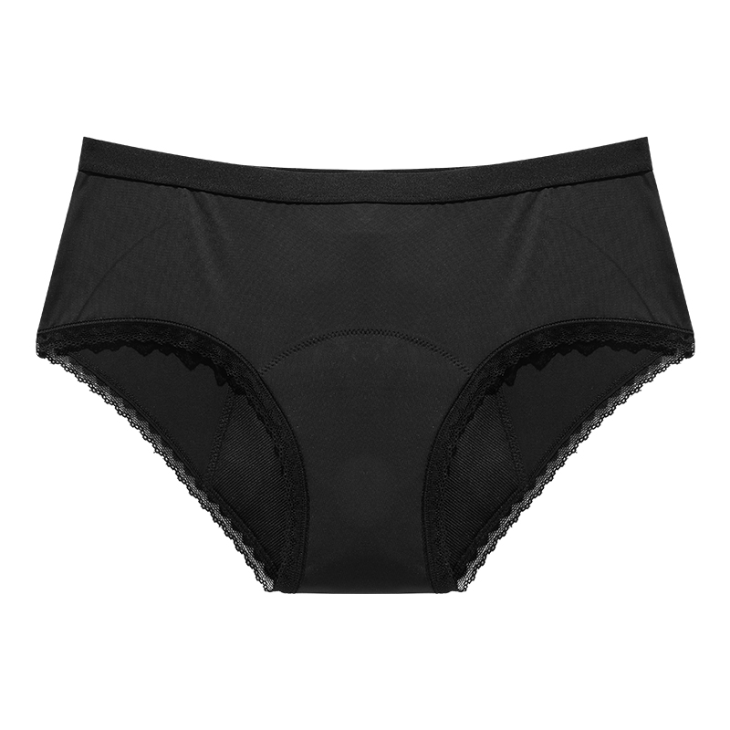 Calcinha de &eacute;poca &agrave; prova de vazamento de 4 camadas de algod&atilde;o de renda | Cuecas menstruais de fluxo pesado (40-45ml) | Fabricante personalizado OEM/ODM