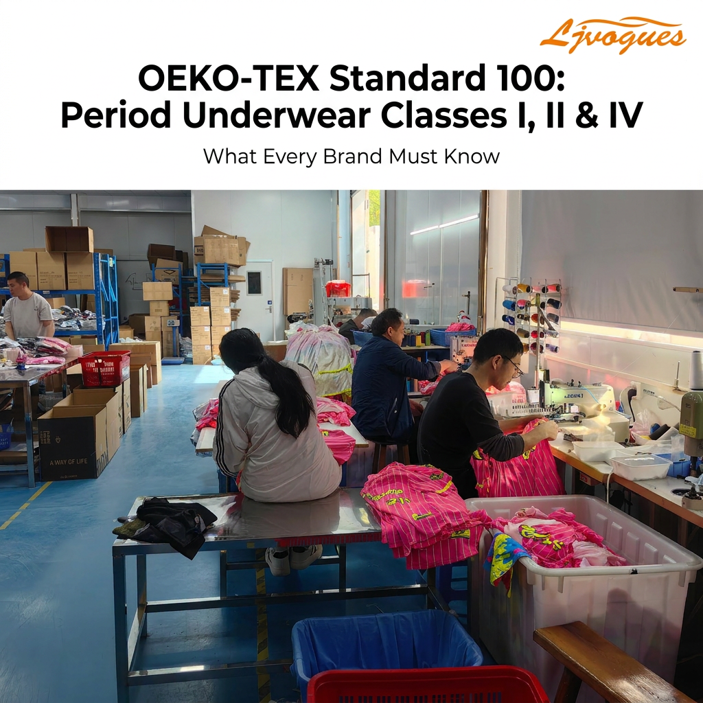 생리 속옷용 OEKO-TEX Standard 100: 클래스 I, 클래스 II, 클래스 IV - 모든 브랜드가 알아야 할 사항