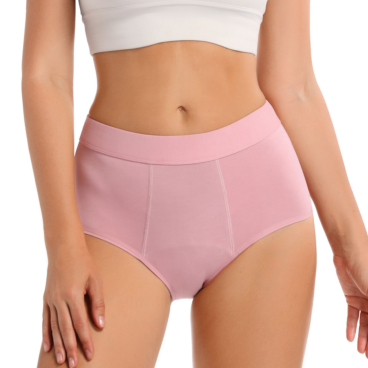 Ropa interior de &eacute;poca de bamb&uacute; de talle alto | Bragas para levantamiento de gl&uacute;teos a prueba de fugas OEM: certificaci&oacute;n OEKO-TEX, gran absorci&oacute;n de 4 tampones, cobertura extendida, S a XXL, venta al por mayor y etiqueta privada